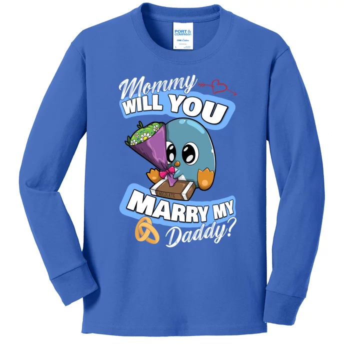 Cute Penguin Wedding Offer Mommy Will You Marry My Daddy Gift Kids Long Sleeve Shirt