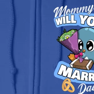 Cute Penguin Wedding Offer Mommy Will You Marry My Daddy Gift Full Zip Hoodie