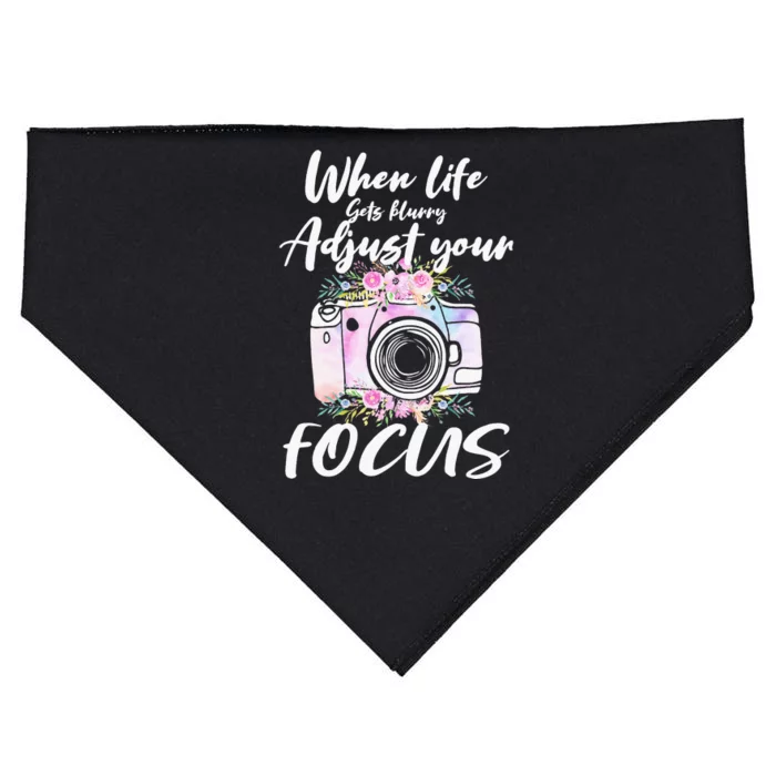 Camera Photography When Life Gets Blurry Adjust Your Focus USA-Made Doggie Bandana