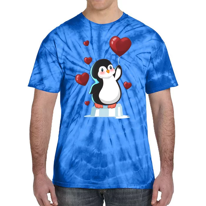 Cute Penguin With Heart Balloon Valentines Day Love Gift Tie-Dye T-Shirt