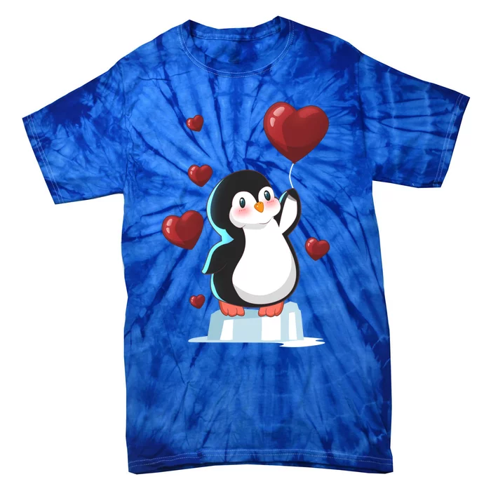 Cute Penguin With Heart Balloon Valentines Day Love Gift Tie-Dye T-Shirt