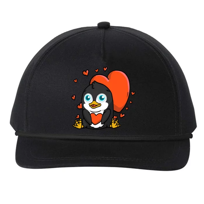 Cute Penguin With Hearts Penguin Lovers Valentine's Day Meaningful Gift Snapback Five-Panel Rope Hat