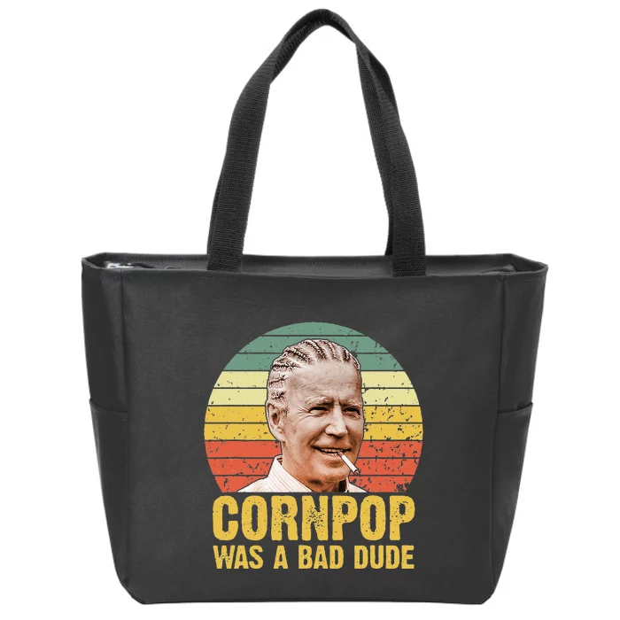 Corn Pop Was A Bad Dude Biden Funny Zip Tote Bag