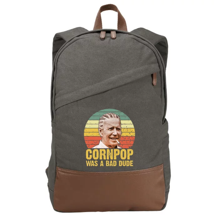 Corn Pop Was A Bad Dude Biden Funny Cotton Canvas Backpack