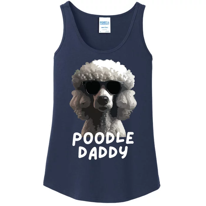 Cool Poodle Wearing Sunglasses Portrait Dad Poodle Daddy Ladies Essential Tank