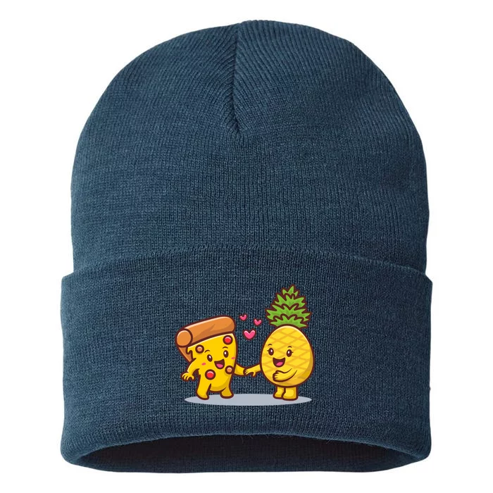 Cute Pizza With Pineapple Sustainable Knit Beanie