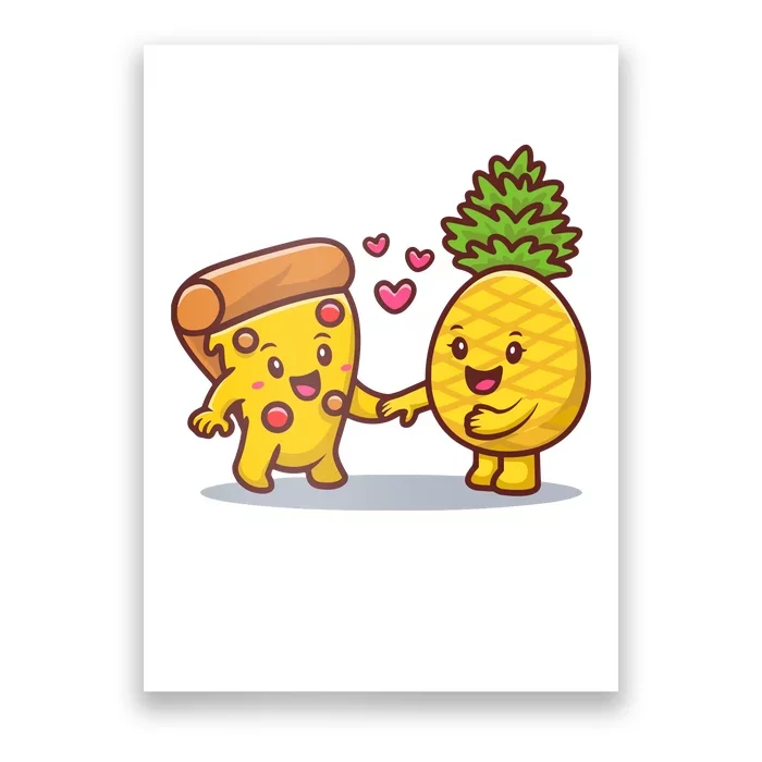 Cute Pizza With Pineapple Poster