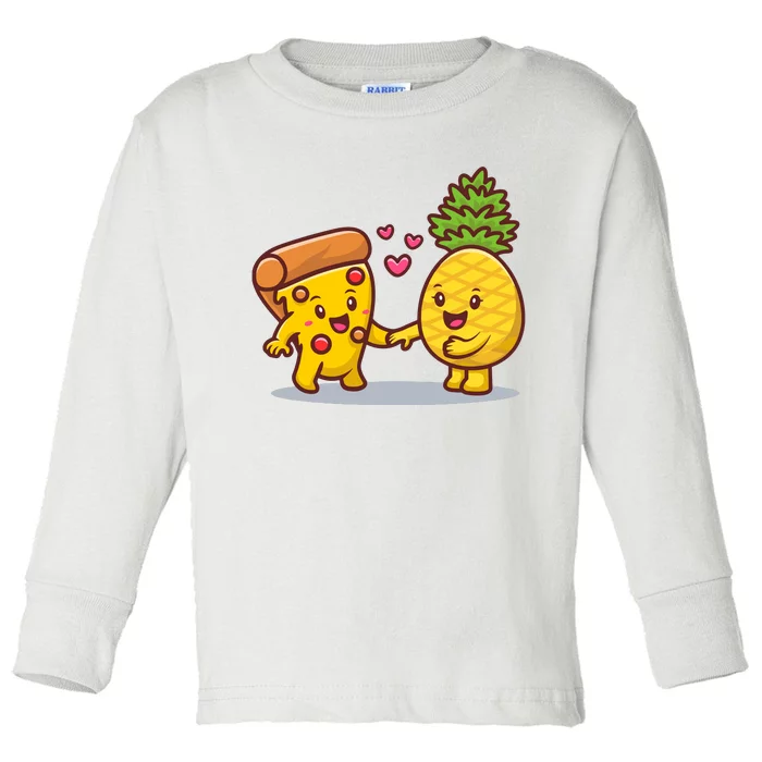 Cute Pizza With Pineapple Toddler Long Sleeve Shirt