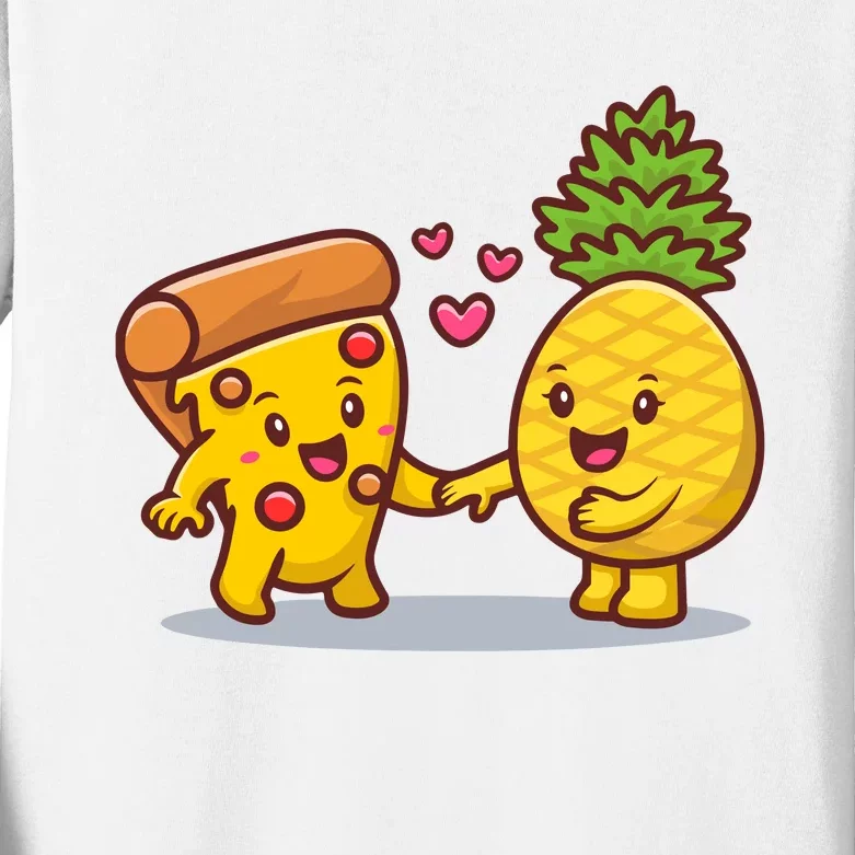 Cute Pizza With Pineapple Kids Long Sleeve Shirt