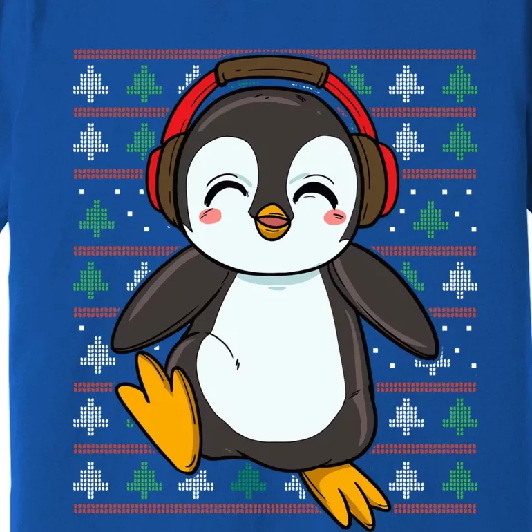 Cute Penguin With Headphones Penguin Christmas Cute Gift Premium T-Shirt