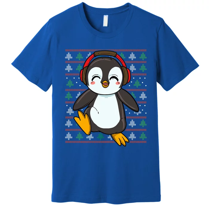 Cute Penguin With Headphones Penguin Christmas Cute Gift Premium T-Shirt