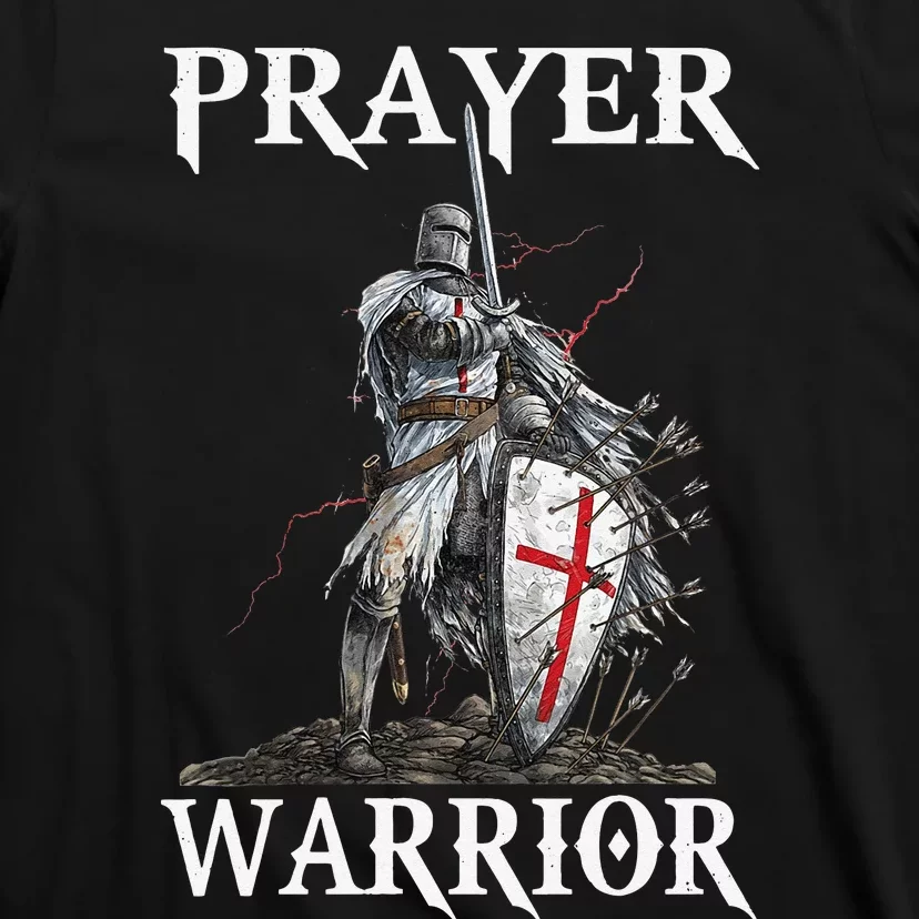 Christian Prayer Warrior Jesus Cross Religious Messages T-Shirt