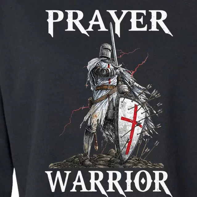 Christian Prayer Warrior Jesus Cross Religious Messages Cropped Pullover Crew