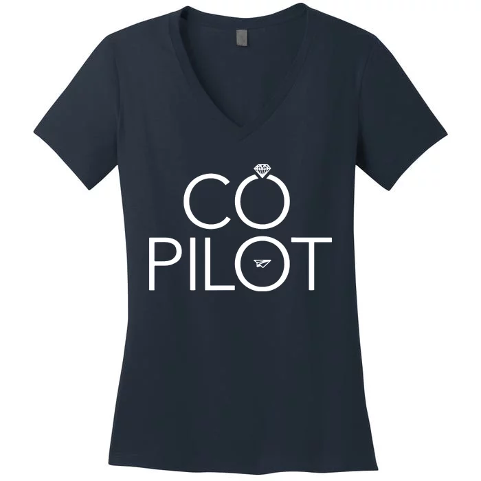 Co Pilot Wife Airplane Aviation Women's V-Neck T-Shirt