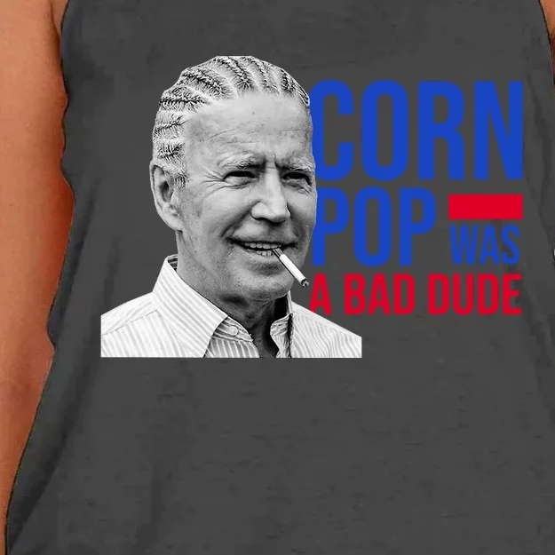 Corn Pop Was A Bad Dude Funny Joe Biden Women's Knotted Racerback Tank