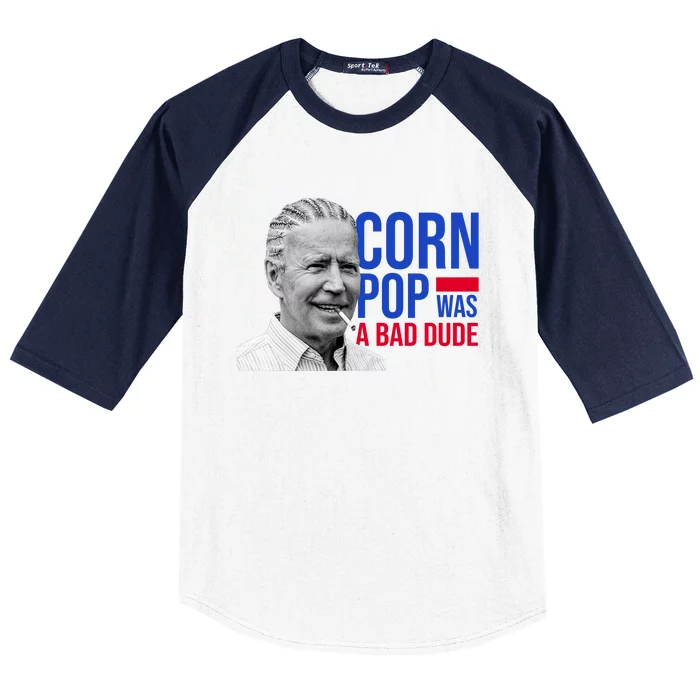 Corn Pop Was A Bad Dude Funny Joe Biden Baseball Sleeve Shirt