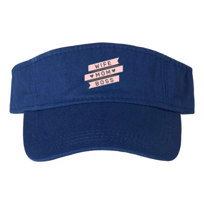 Cute Pink Wife Mom Boss Gift Mom Life Gift Valucap Bio-Washed Visor