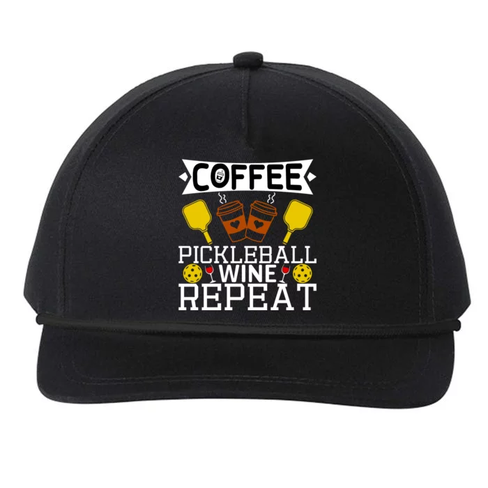 Coffee Pickleball Wine Repeat Snapback Five-Panel Rope Hat