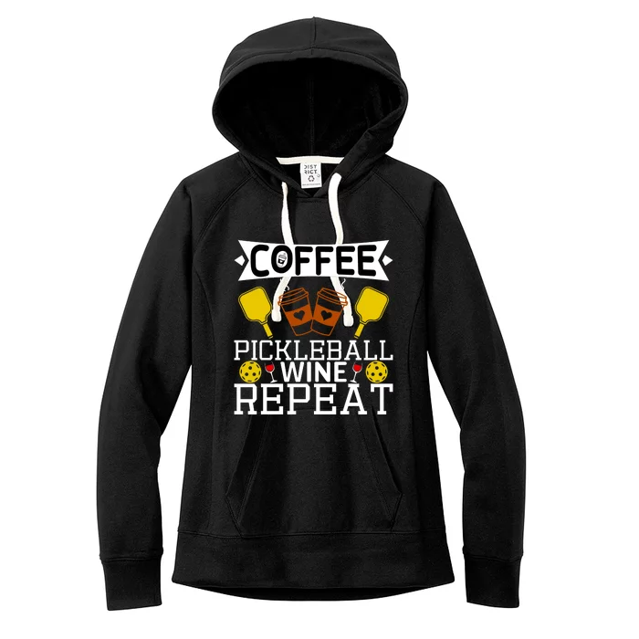 Coffee Pickleball Wine Repeat Women's Fleece Hoodie