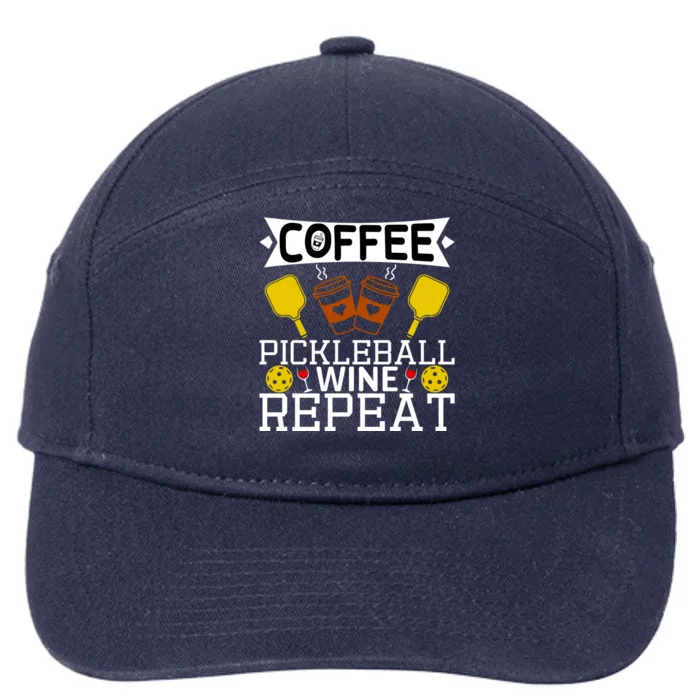 Coffee Pickleball Wine Repeat 7-Panel Snapback Hat