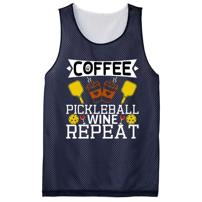 Coffee Pickleball Wine Repeat Mesh Reversible Basketball Jersey Tank