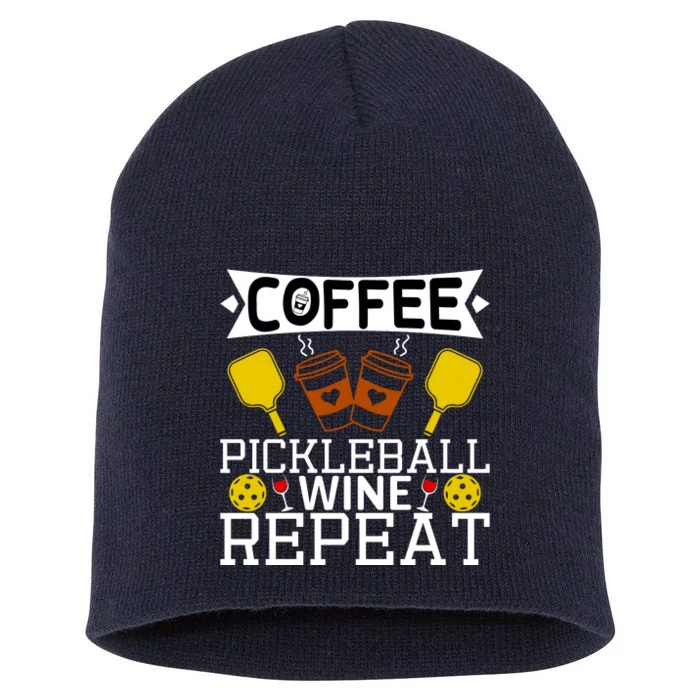 Coffee Pickleball Wine Repeat Short Acrylic Beanie