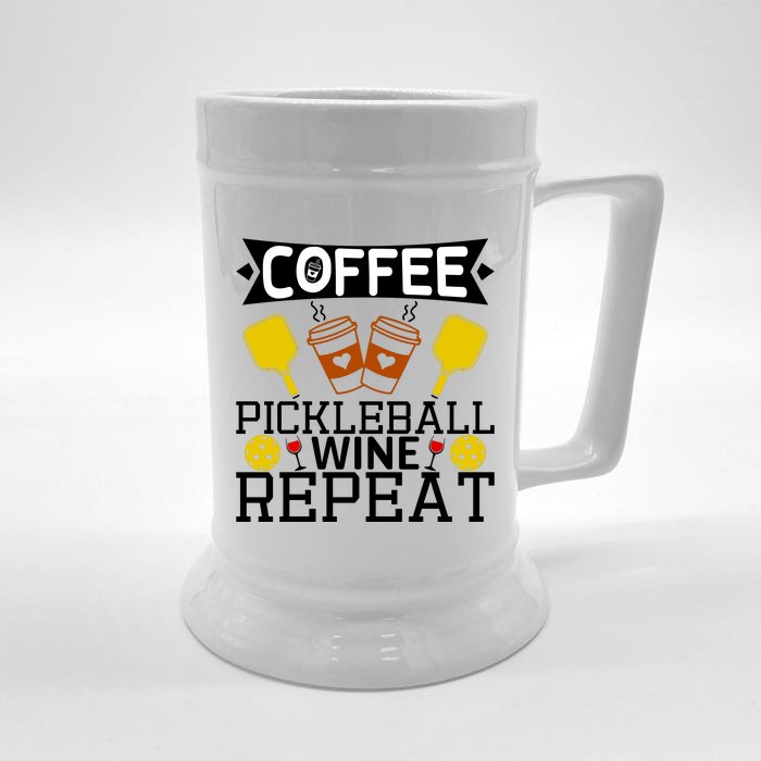 Coffee Pickleball Wine Repeat Front & Back Beer Stein