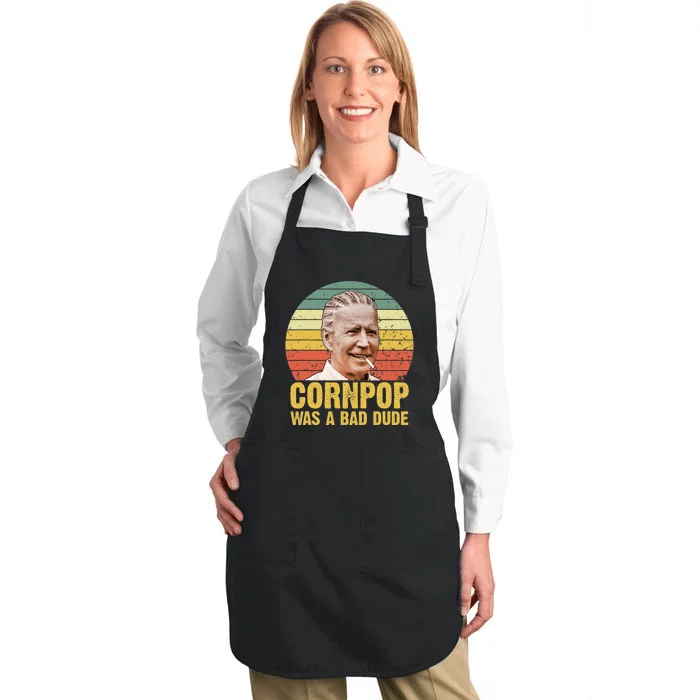 Corn Pop Was A Bad Dude Biden Funny Full-Length Apron With Pocket