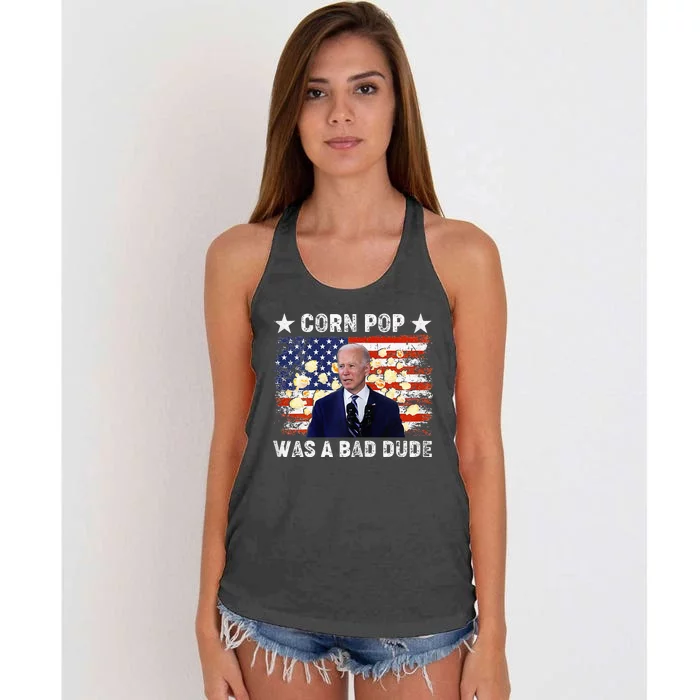 Corn Pop Was A Bad Dude Sarcastic Political Biden Women's Knotted Racerback Tank