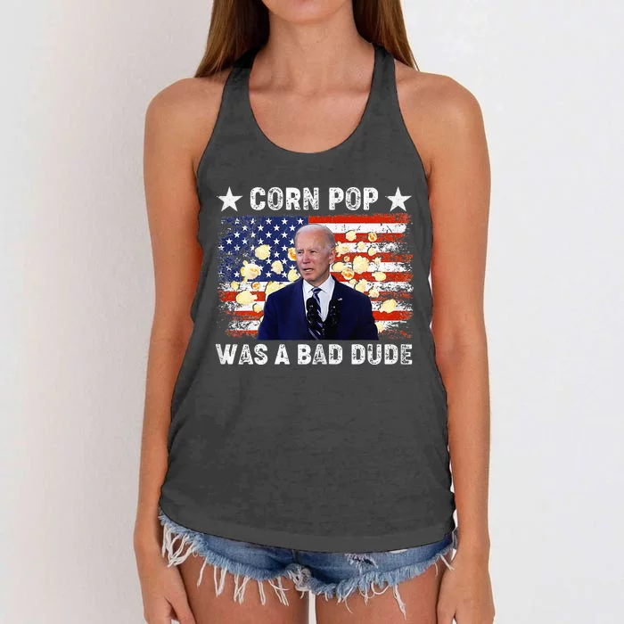 Corn Pop Was A Bad Dude Sarcastic Political Biden Women's Knotted Racerback Tank