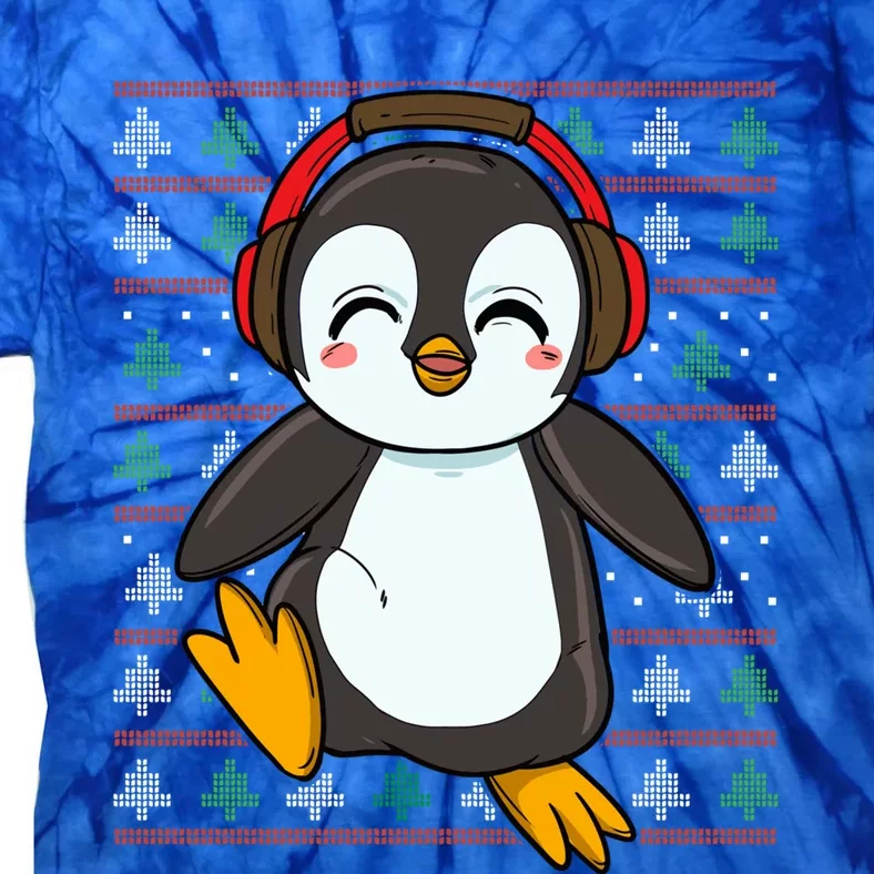 Cute Penguin With Headphones Penguin Christmas Gift Tie-Dye T-Shirt