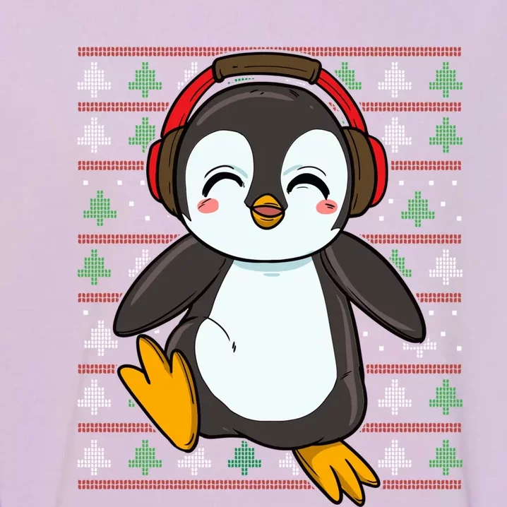 Cute Penguin With Headphones Penguin Christmas Gift Garment-Dyed Sweatshirt