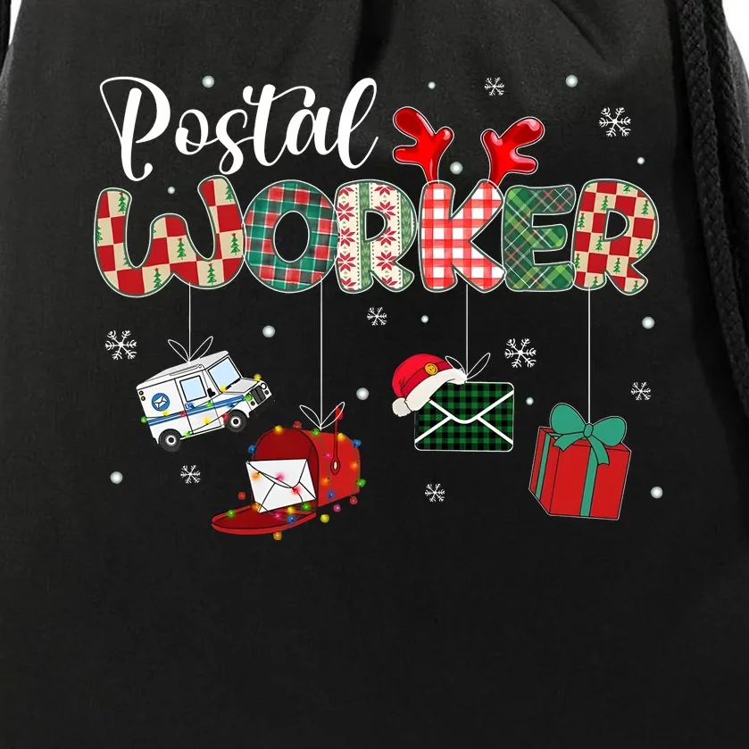 Christmas Postal Worke Xmas Holiday Drawstring Bag