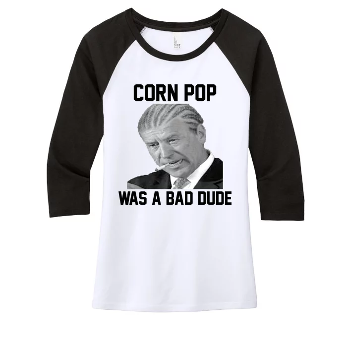 Corn Pop Was A Bad Dude Joe Biden Parody Women's Tri-Blend 3/4-Sleeve Raglan Shirt