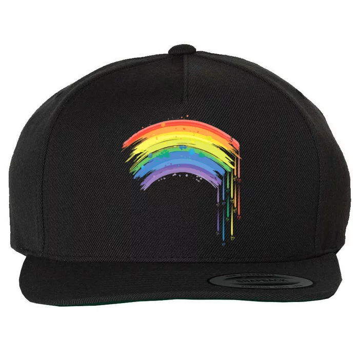 Cute Painted Watercolor Rainbow And Hearts Wool Snapback Cap