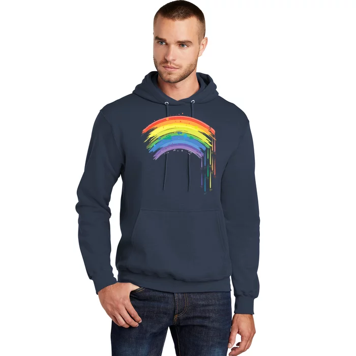 Cute Painted Watercolor Rainbow And Hearts Hoodie