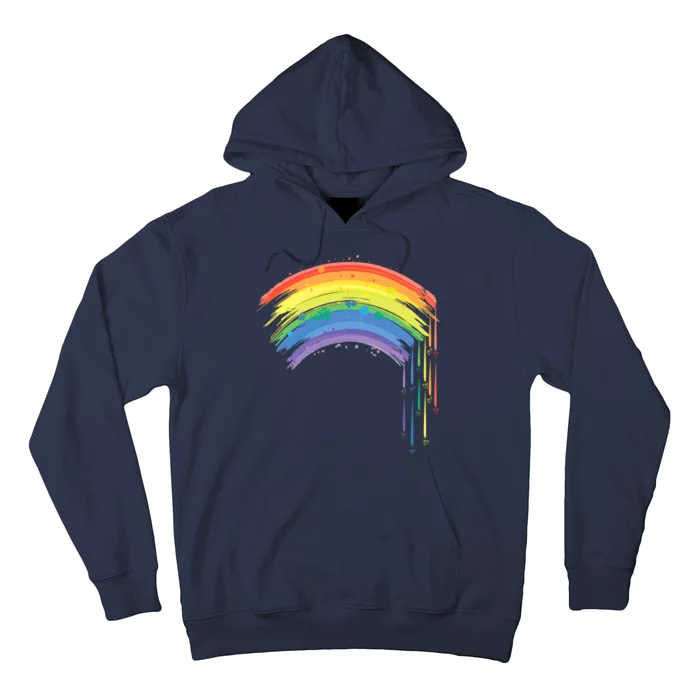 Cute Painted Watercolor Rainbow And Hearts Hoodie