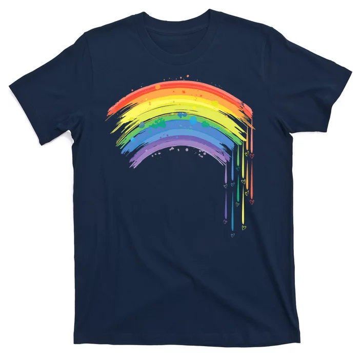 Cute Painted Watercolor Rainbow And Hearts T-Shirt