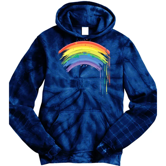 Cute Painted Watercolor Rainbow And Hearts Tie Dye Hoodie