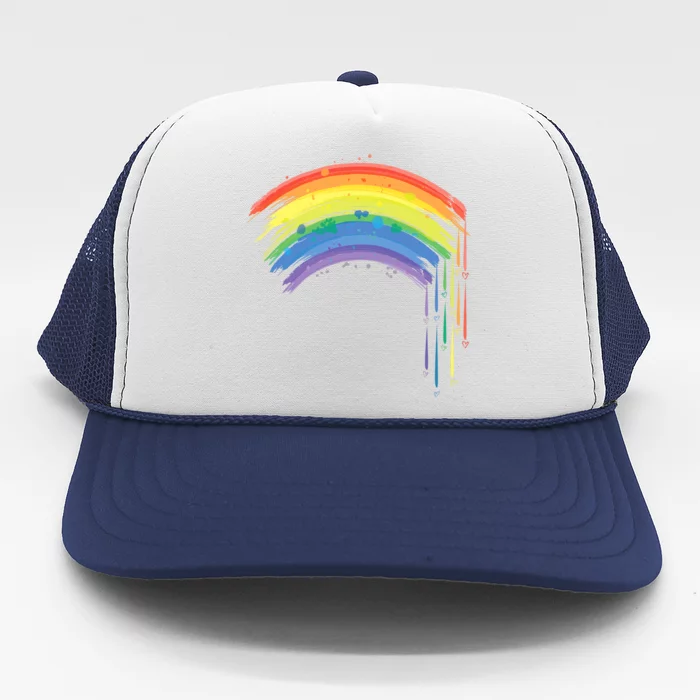 Cute Painted Watercolor Rainbow And Hearts Trucker Hat