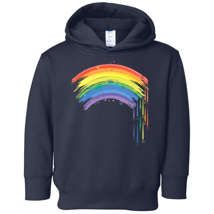 Cute Painted Watercolor Rainbow And Hearts Toddler Hoodie