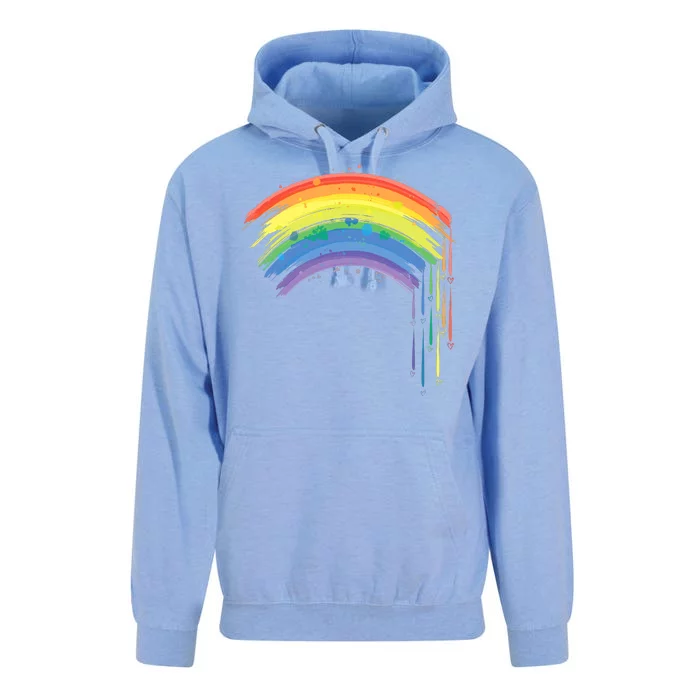 Cute Painted Watercolor Rainbow And Hearts Unisex Surf Hoodie