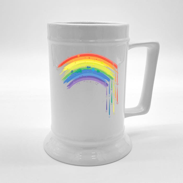 Cute Painted Watercolor Rainbow And Hearts Front & Back Beer Stein