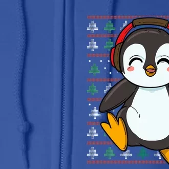 Cute Penguin With Headphones Penguin Christmas Cool Gift Full Zip Hoodie