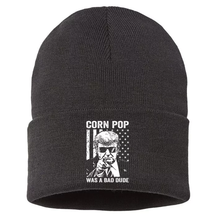 Corn Pop Was A Bad Dude Funny Gift Meme Sustainable Knit Beanie