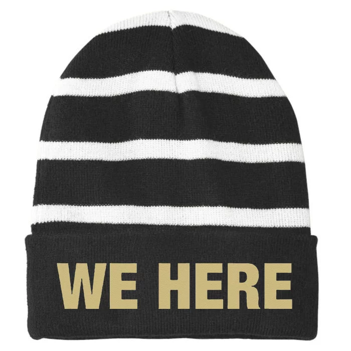 Coach Prime We Here Striped Beanie with Solid Band