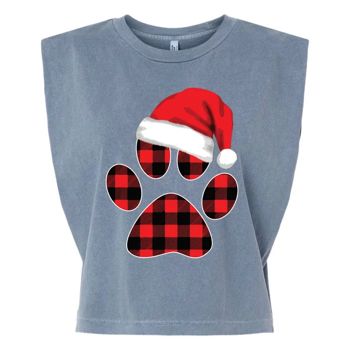 Christmas Pajama Women Girls Christmas Gifts Plaid Paw Garment-Dyed Women's Muscle Tee