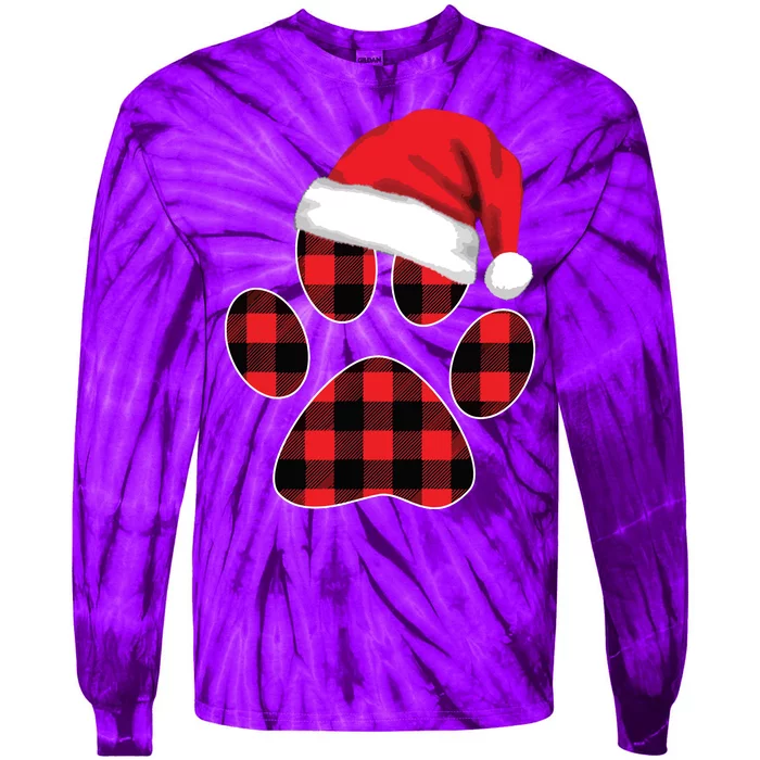 Christmas Pajama Women Girls Christmas Gifts Plaid Paw Tie-Dye Long Sleeve Shirt