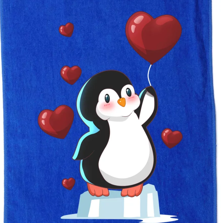 Cute Penguin With Heart Balloon Valentines Day Love Gift Platinum Collection Golf Towel