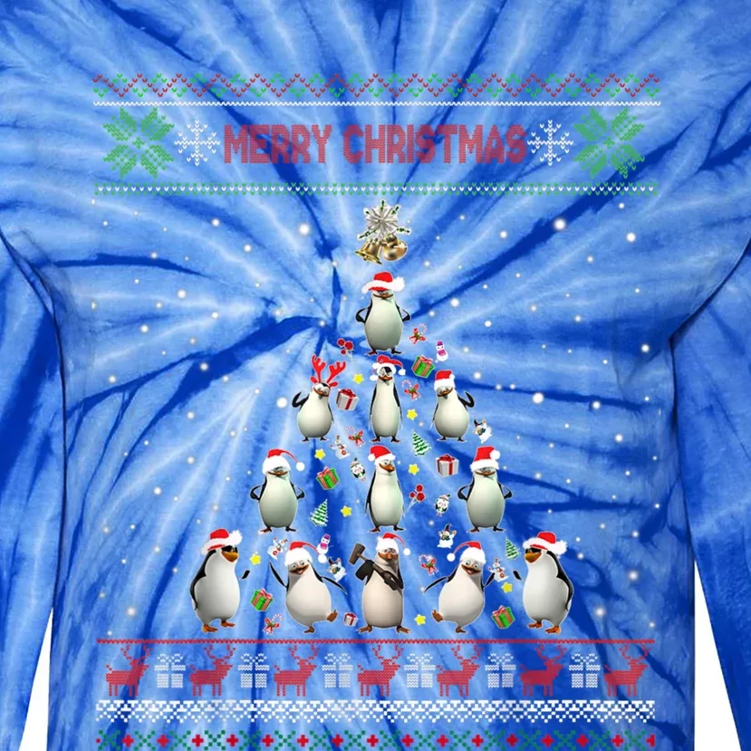 Cute Penguin Xmas Tree Ugly Christmas Funny Gift Boys Girls Great Gift Tie-Dye Long Sleeve Shirt